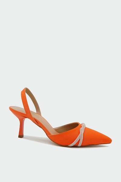 LAMİNTA Vince Orange Knit Detailed Women's Heeled Shoes