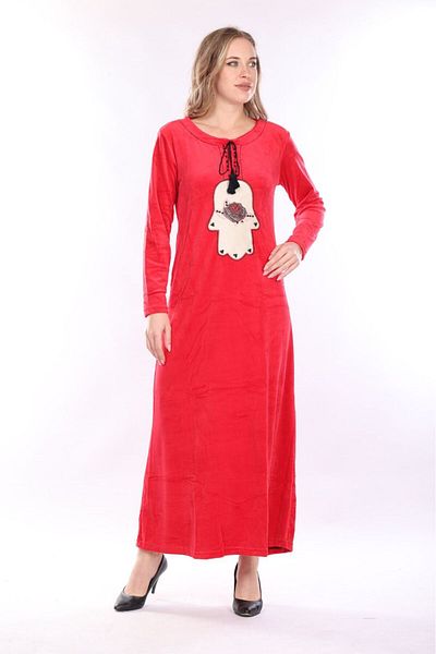 mervemoda Rochie de damă din catifea rosie