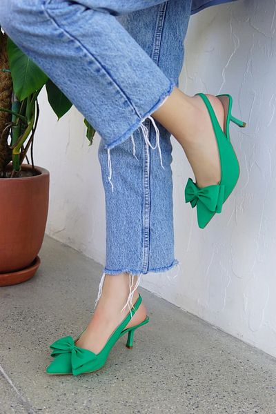 LAMİNTA Pantofi cu toc Maribel Green Bow pentru damă