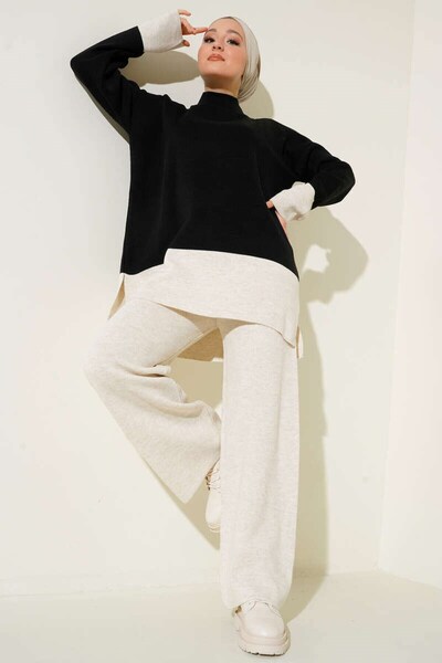 BİFAMOOD طقم تريكو نسائي حجاب سميك شتوي انتقالي كاجوال مزدوج