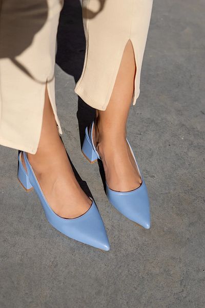 LAMİNTA Pantofi cu toc pentru femei Tulip Baby Blue cu spatele deschis