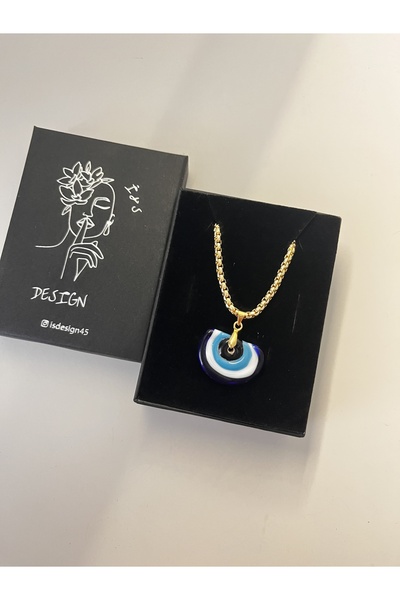 i&s design Kolye Murano Nazar Boncuklu Harf Detaylı