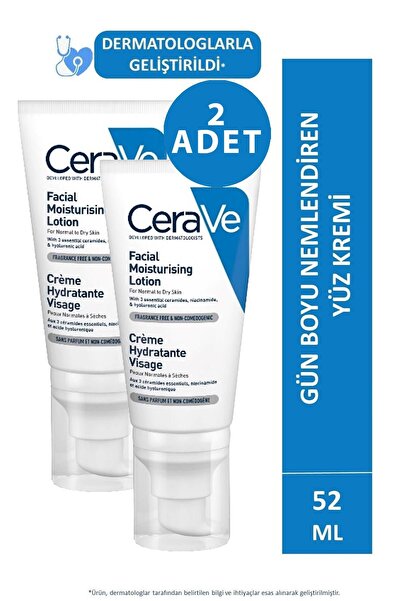 CeraVe Yüz Nemlendirici Normal & Kuruya Dönük Ciltler Için Krem 52 ml 2 Adet