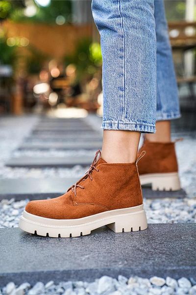 LAMİNTA Κοντές γυναικείες μπότες Emila Brown Suede