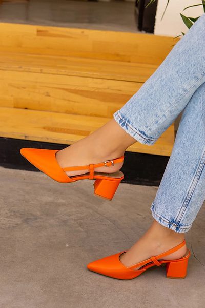 LAMİNTA Pantofi cu toc pentru femei Bonita Orange cu spatele deschis