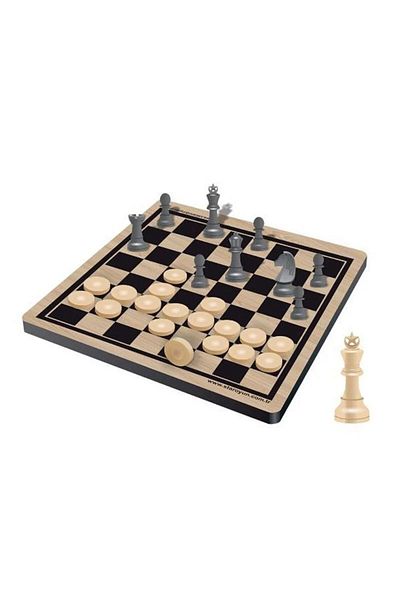 RedroX Star Chess & Checkers Set 30x31 Wooden Board with Special Star and Crescent King, 2 Games in One