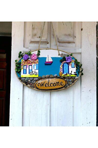 Mixperi Χρωματιστό στολίδι πόρτας, ζωγραφισμένο στο χέρι, με το καλωσόρισμα του ναύτη