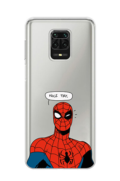 Magic Ring Redmi Note 9 Pro/Note 9S Uyumlu Spiderman Nice Try Desenli Şeffaf ...