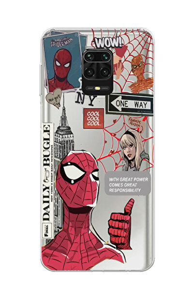 Magic Ring Redmi Note 9 Pro/Note 9S Uyumlu Spiderman Desenli Şeffaf Telefon K...