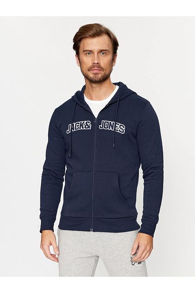 Jack & Jones Erkek Fermuarlı ve Kapüşonlu Sweatshirt - 12241567