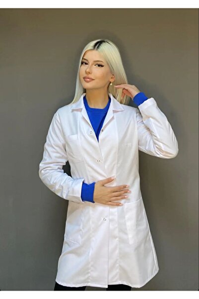 Dr. Apron Beyaz Doktor Önlük Öğretmen Önlük Laboratuvar Önlük Orta Boy Uzun K...