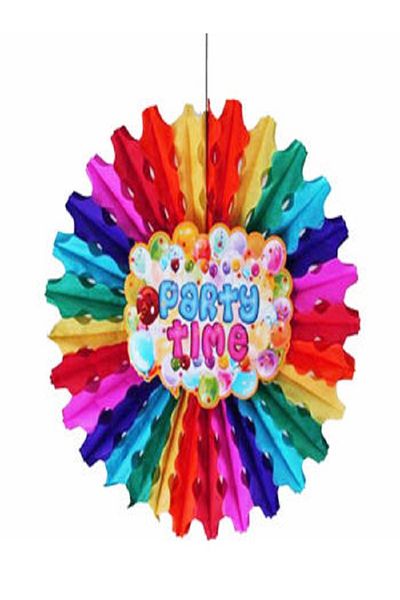 Kazanabil PARTY TIME MIXED COLORED PAPER FAN HANGING ORNAMENT 50CM