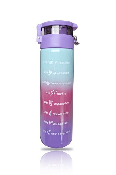 HELP STEPS Glass Motivational Water Bottle - Purple Transitional