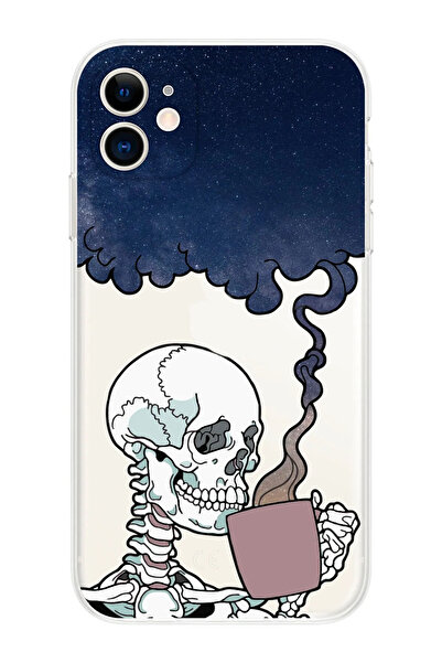 shoptocase Iphone 11 Şeffaf Düşünceli Kuru Kafa Desenli Telefon Kılıfı