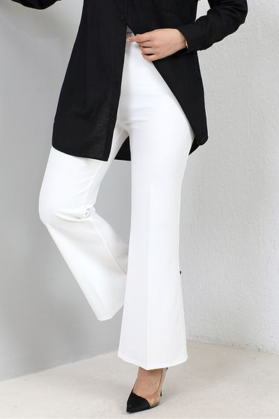 Bestenur Piyale Flared Trousers 653 - White