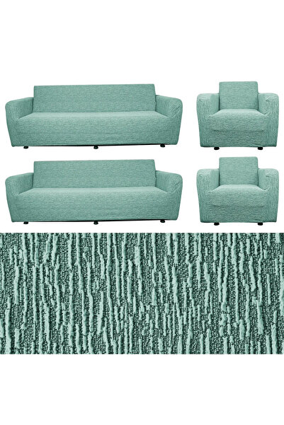 Hastekstil Yıkanabilir Pamuklu 3+3+1+1 Jakarlı Koltuk Kılıfı