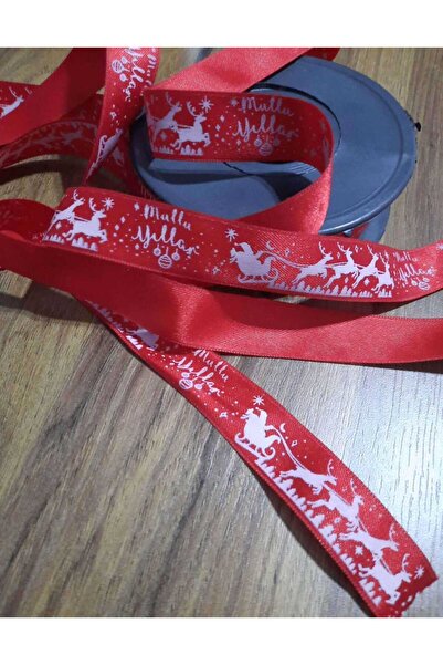 İMREN AKSESUAR عيد ميلاد سعيد، عربة سانتا كلوز مطبوع، شريط ساتان 2 سم، 5 أمتار