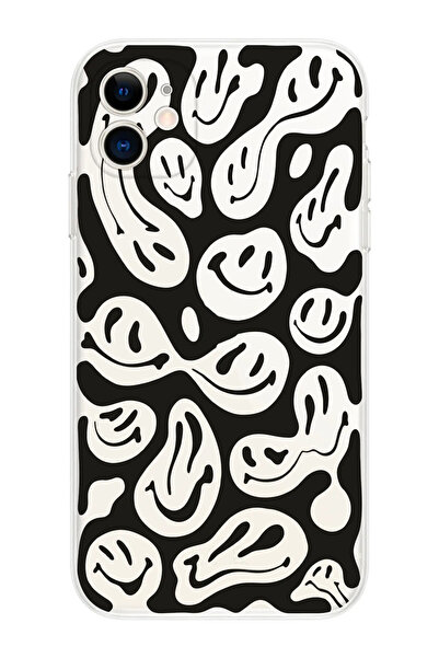 shoptocase Iphone 11 Uyumlu Gülen Yüzler Tasarımlı Şeffaf Telefon Kılıfı