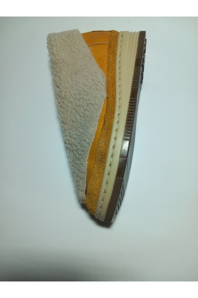 KAPAR Dolgu Topuk El yapımı Hardal renk Hakiki Deri Panduf, Bot