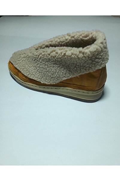 KAPAR Dolgu Topuk El yapımı Sarı renk Hakiki Deri Panduf, Bot