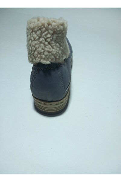 KAPAR Dolgu Topuk El Yapımı Mavi Renk Hakiki Deri Panduf, Bot