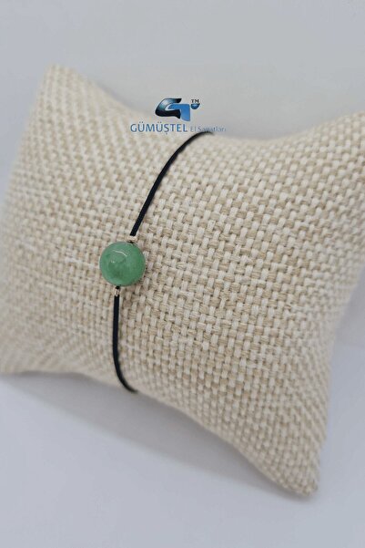 Doğal Taş Dünyası Aventurin Doğal Taş Bileklik Ayarlamalı Ip Kilit Sistemi