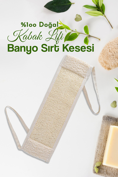 Ma'Vessa % 100 Doğal Kabak Lifli Banyo Sırt Kesesi, Antebakteriyel Çift Yönlü...