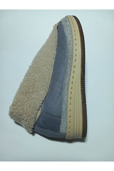 KAPAR Dolgu Topuk El Yapımı Mavi Renk Hakiki Deri Panduf, Bot