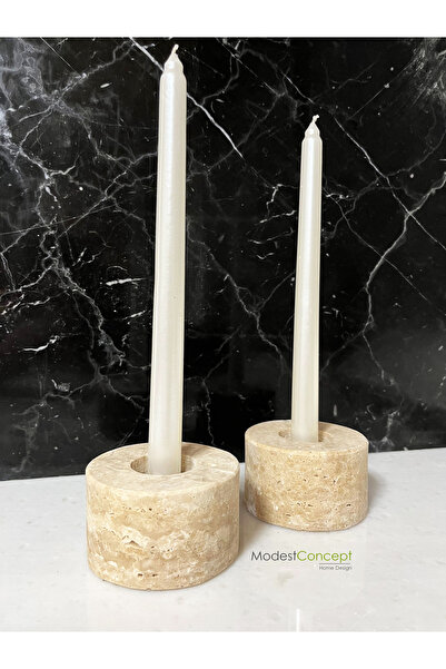 Modestmar Doğal Traverten Mumluk, Mermer Mumluk, Mermer Tealight, Mumluk 2 Ad...