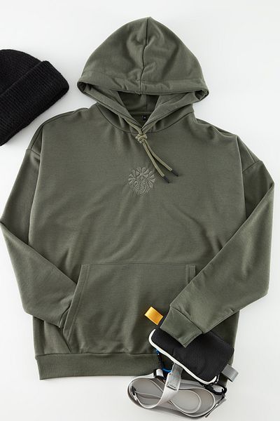 Trendyol Collection Khaki Floral Embroidered Oversize Hooded Sweatshirt - TMNAW24SW00248