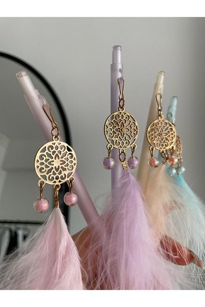 Planet Butik Feathered Versatil Pen with Dream Catcher Figure Set of 4