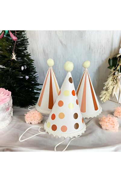Partifabrik Cream Caramel Retro Colors Party Hat 3 Pieces