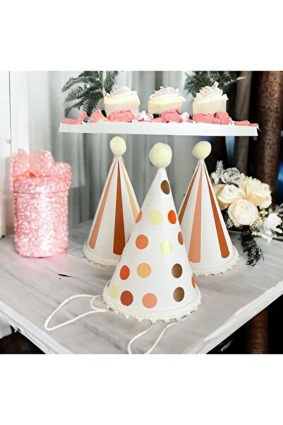 Partifabrik Cream Caramel Retro Colors Party Hat 3 Pieces