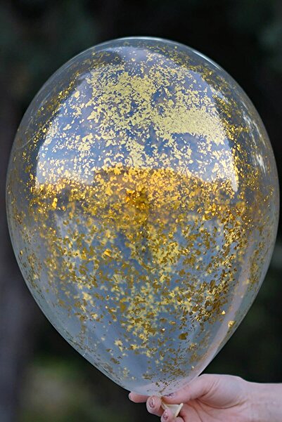 Partifabrik Transparent Balloon with Gold Crystal Confetti 5 Pieces