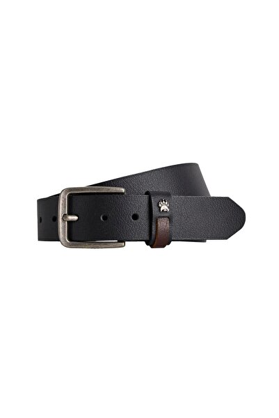 Bad Bear Claw Print Belt Siyah Deri Erkek Kemer