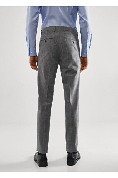 MANGO Man Streç Kumaştan, Dar Kesim Desenli Kumaş Pantolon