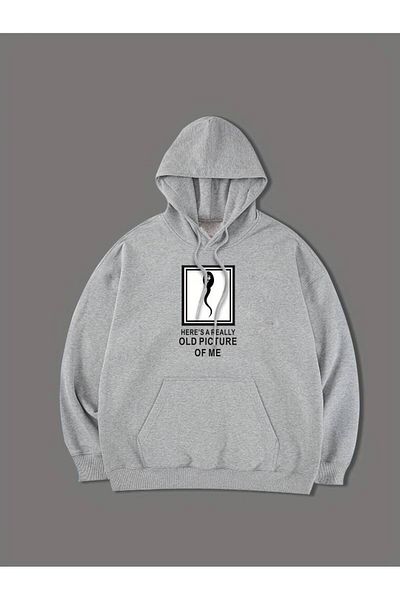 AMMA Unisex Old Picture Printed Hooded Oversize φούτερ με κουκούλα