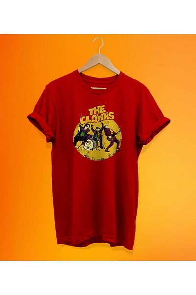 remonz Μπλουζάκι Famous Clowns με στάμπα κόκκινο, 100% βαμβάκι, Oversize, μεγάλο μέγεθος