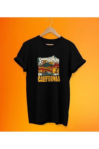 remonz Μπλουζάκι California Printed Μαύρο, 100% Βαμβάκι, Oversize, Μεγάλο Μέγεθος