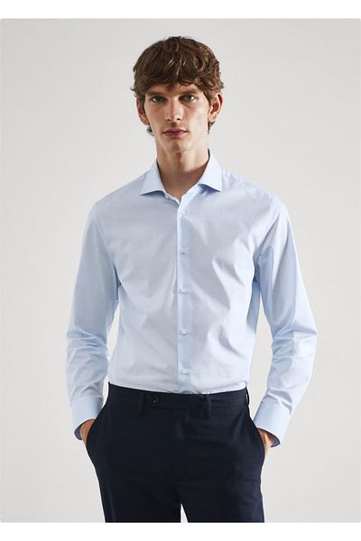 MANGO Man Cămașă din twill slim fit cu modele micro