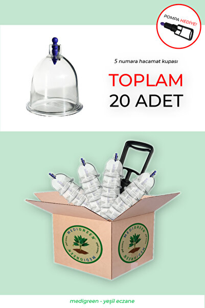 MediGreen 21 Parça Canlandırıcı, Selülit ve Çatlak Giderici 5 Numara Hacamat Kupası & Masaj Seti
