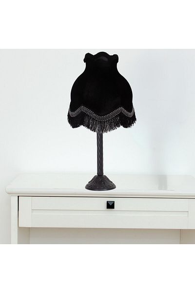 Dekovien Vintage Look Black Velvet Lampshade - Metal Base, AB0748