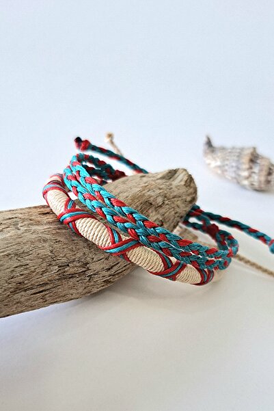 AYS TASARIM 2'li Renkli İp Bileklik.Makrome Şans Bilekliği. Rasta İp Bileklik