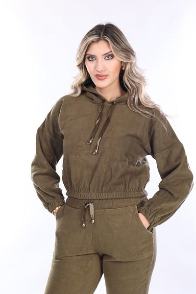 mervemoda Women's Khaki fleece tracksuit