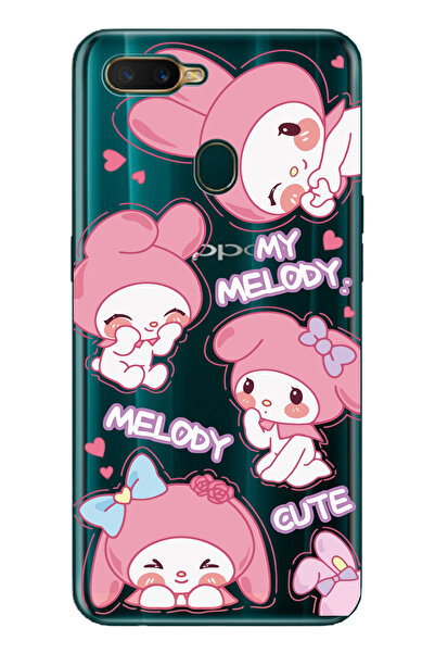 Magic Ring Oppo A5S/AX7/A12 Uyumlu Melody Kuromi Desenli Şeffaf Telefon Kılıfı