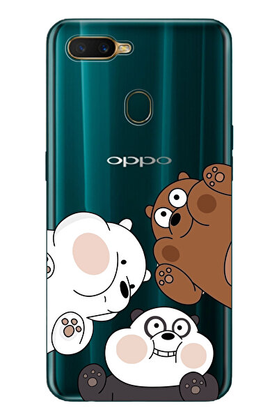 Magic Ring Oppo A5S/AX7/A12 Uyumlu Kafadar Ayılar Desenli Şeffaf Telefon Kılıfı