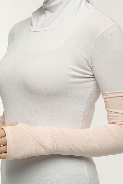Altobeh Βαμβακερό χτενισμένο μανίκι Hijab - Πούδρα σε σκόνη