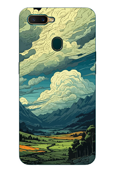 Magic Ring Oppo A5S/AX7/A12 Uyumlu Doğa ve Bulut Desenli Şeffaf Telefon Kılıfı