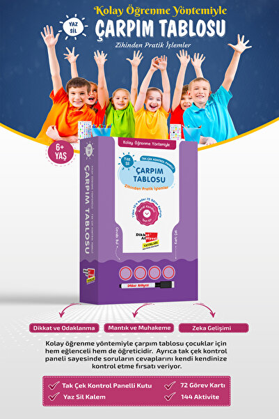 Dikkat Atölyesi Yayınları Kolay Öğrenme Yöntemiyle Çarpım Tablosu Kollektif