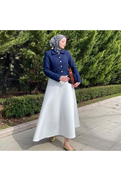 Arden Scarf Scuba Skirt WHITE